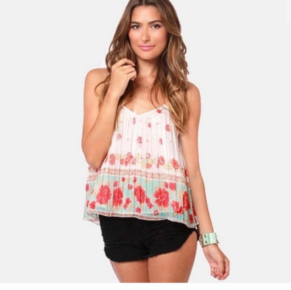 Billabong Floral Camisole in White and Red
